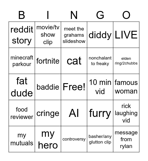 tiktok bingo Card