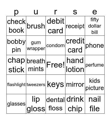 purse party bingo Card