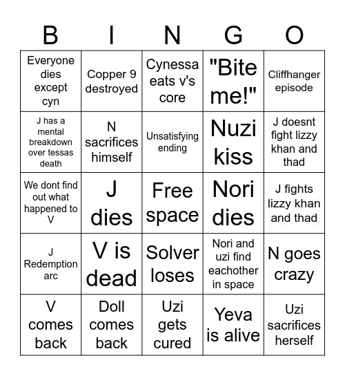 murder drones episode 8 bingo Card