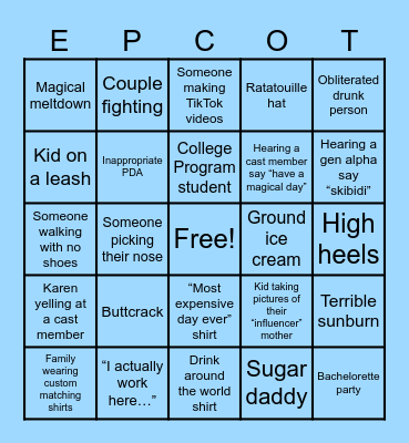 EPCOT BINGO Card