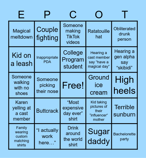 EPCOT BINGO Card