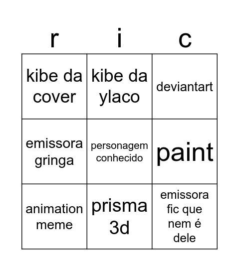 rede ricky Bingo Card