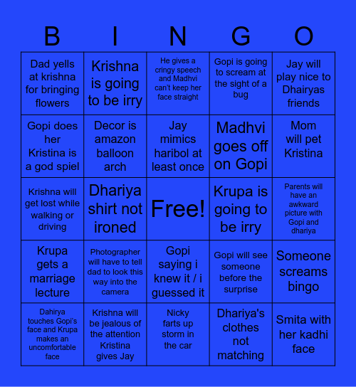 Krishna Bingo Card