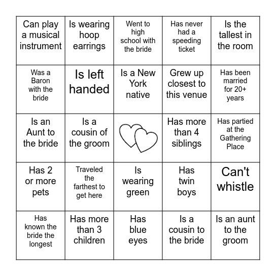 Find the Guest! Bingo Card