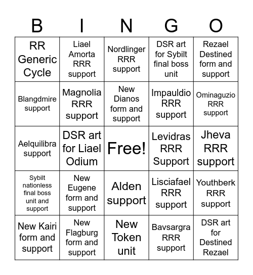 DivineZ Set 5 prediction Bingo Card