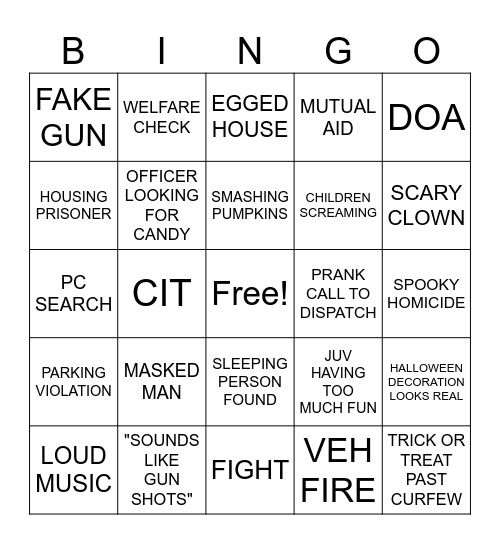 HALLOWEEN DISPATCH Bingo Card