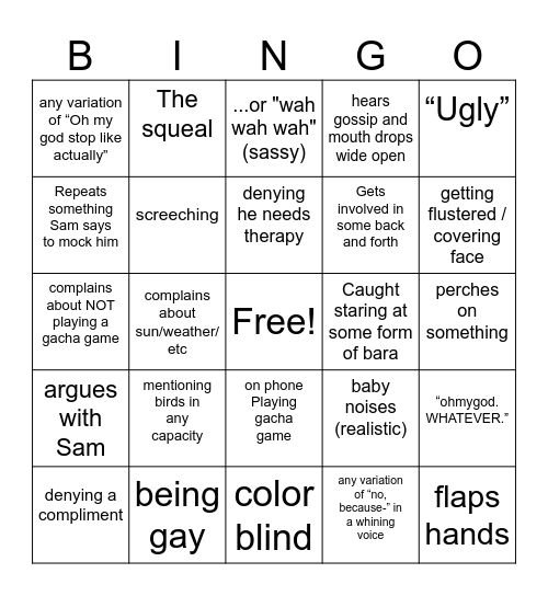 Joshy Bingo Card