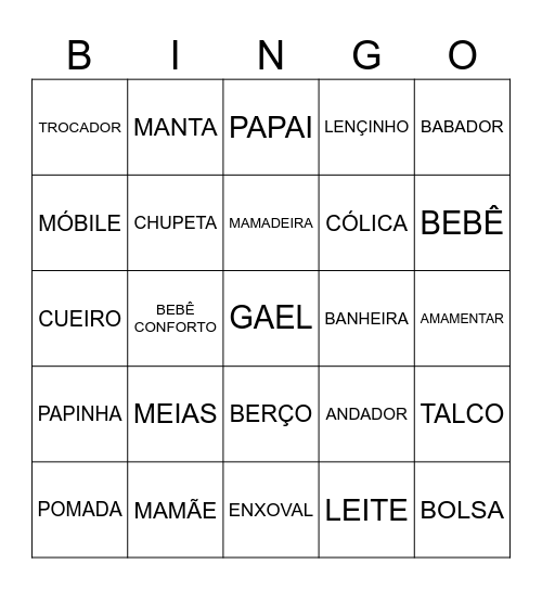 BABY Bingo Card