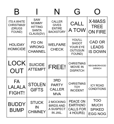 CHRISTMAS IN DISPATCH Bingo Card
