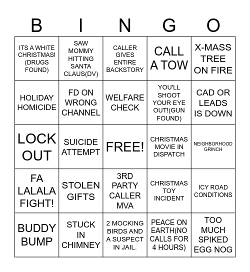 CHRISTMAS IN DISPATCH Bingo Card