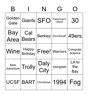 San Fran Bingo Card