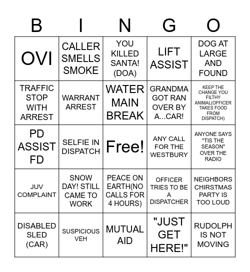 CHRISTMAS IN DISPATCH Bingo Card