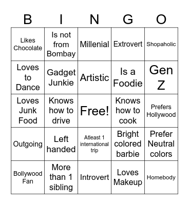Co-worker Bingo Card
