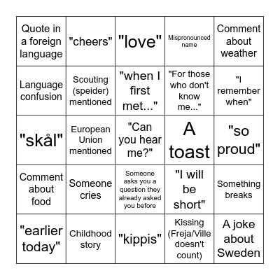 Wedding bingo Card