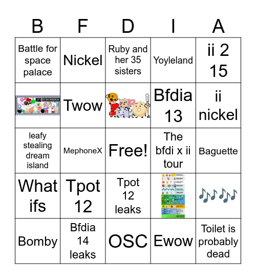 BfdI and ii Bingo Card