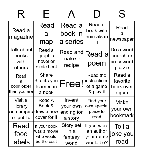 GET IN THE GAME Bingo Card