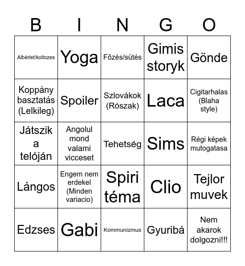 Jazmin bingo Card