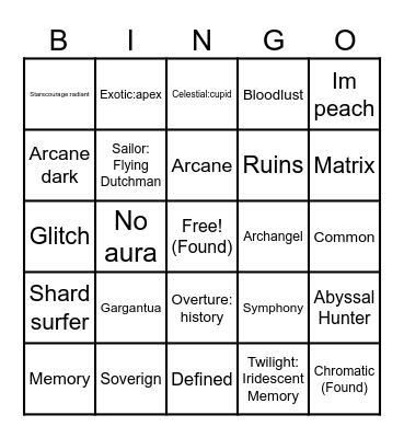 Sols rng bingo Card