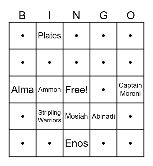 Book of Mormon Bingo Card