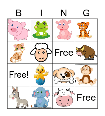 Balloon of Animals Bingo Card
