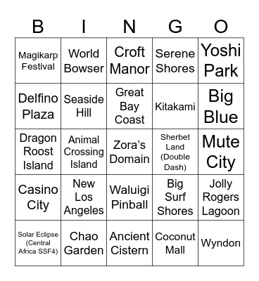Thierry Bingo Team's Vacation Locations [Round 1] Bingo Card