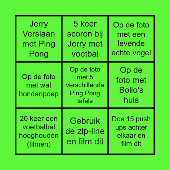 Vakantie Bingo Card