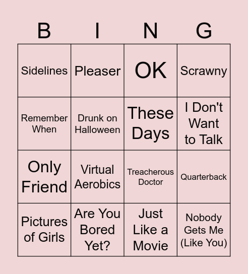 Wallows Bingo Card