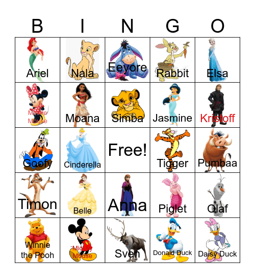 Disney Bingo Card