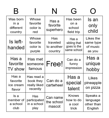 Find Someone Who... Bingo Card