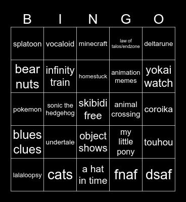 cool ppl ONLY Bingo Card