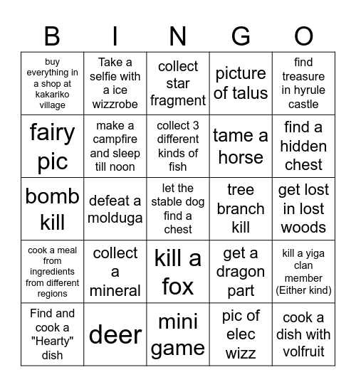 Totk LOCKOUT Bingo Card