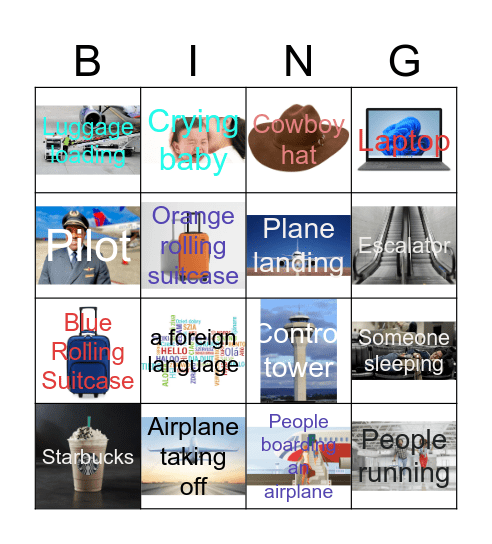 Airport Bingo Card