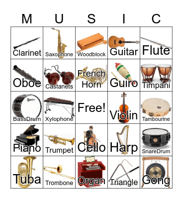 Musical Instruments Bingo Card