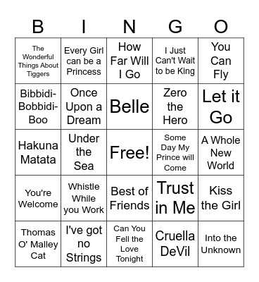 Disney Bingo Card