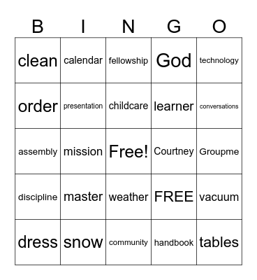 CC 2024/25 F/E Parent Orientaton Bingo Card