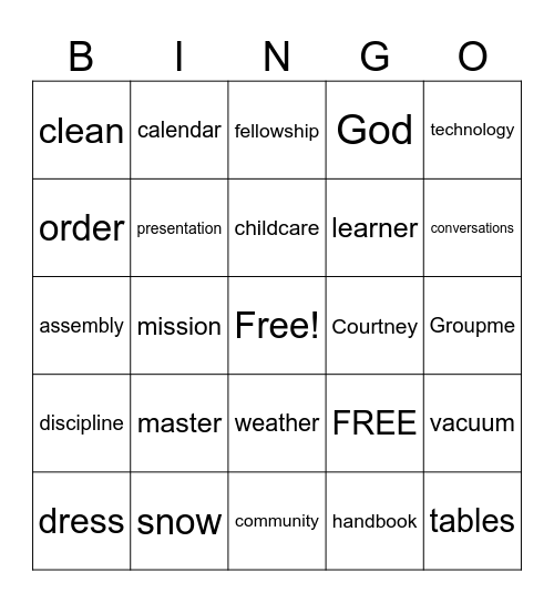 CC 2024/25 F/E Parent Orientaton Bingo Card