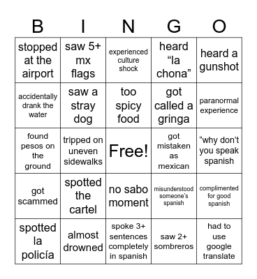 Mexico Bingo 🇲🇽 Bingo Card