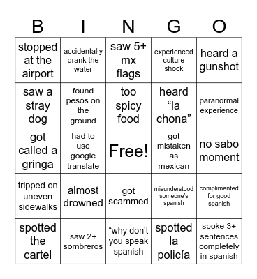 Mexico Bingo 🇲🇽 Bingo Card