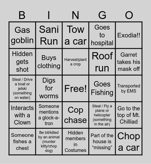 Hidden Bingo Card