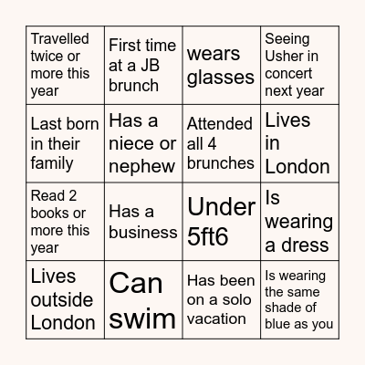 Just Because Brunch..BINGO Card