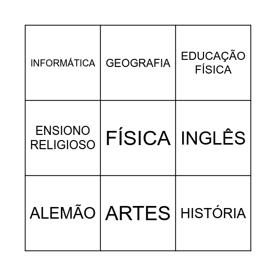 8º ANO Bingo Card