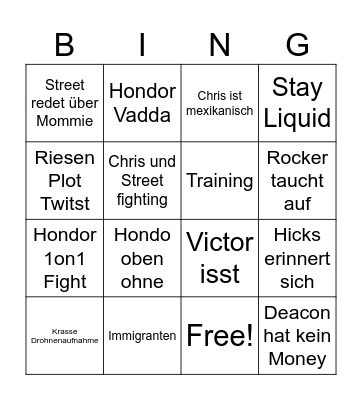 SWAT Bingo Card