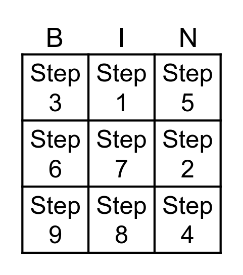 12 Step Bingo! Bingo Card