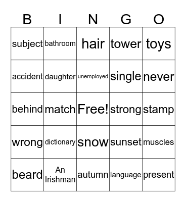 Start Up Bingo Card