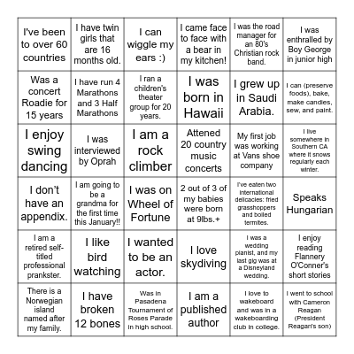 GLC DID you KNOW Bingo Card