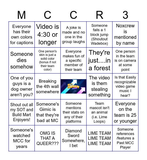 MCC Rising 3 Applications Bingo Card