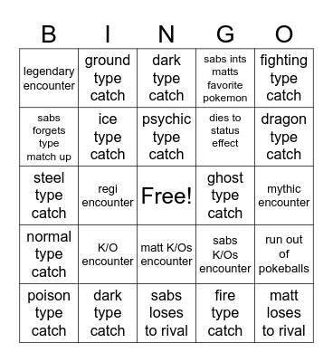 SOUL LINK BINGO Card