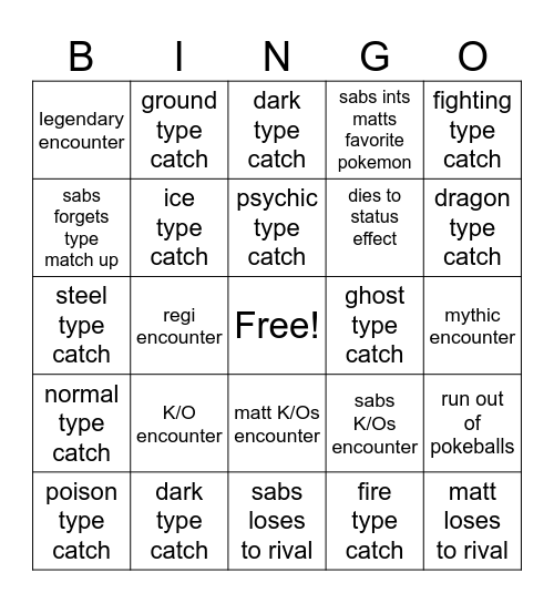 SOUL LINK BINGO Card