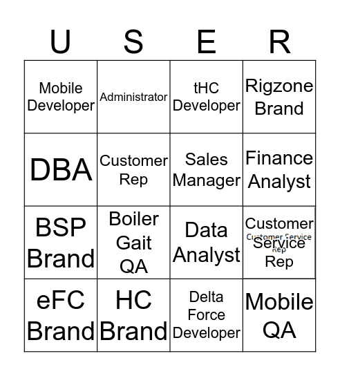 User-O Bingo Card