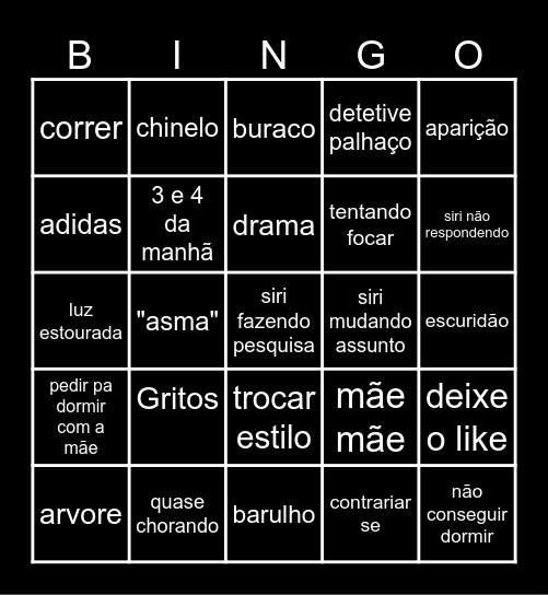 3 am Bingo Card